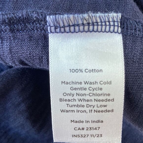 Talbots Nantucket Slub Side Tie Dress Womens Large Navy Nautical Preppy - Picture 9 of 10